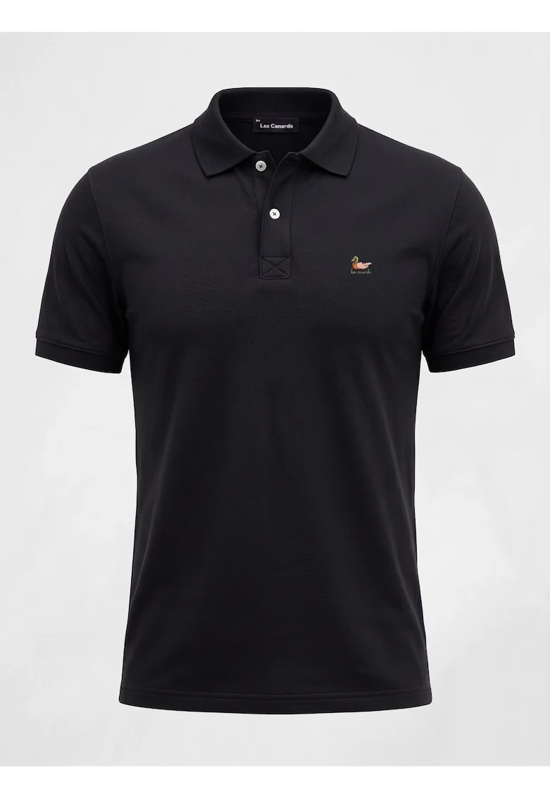 Tricou cu guler, Negru, Negru