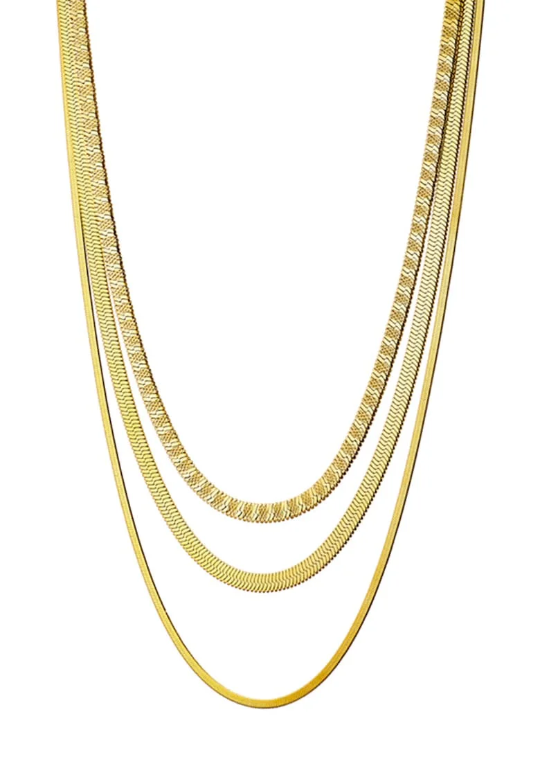 Colier cu siraguri multiple placat cu aur de 18K, Auriu
