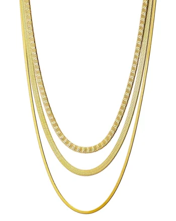 Colier cu siraguri multiple placat cu aur de 18K, Auriu