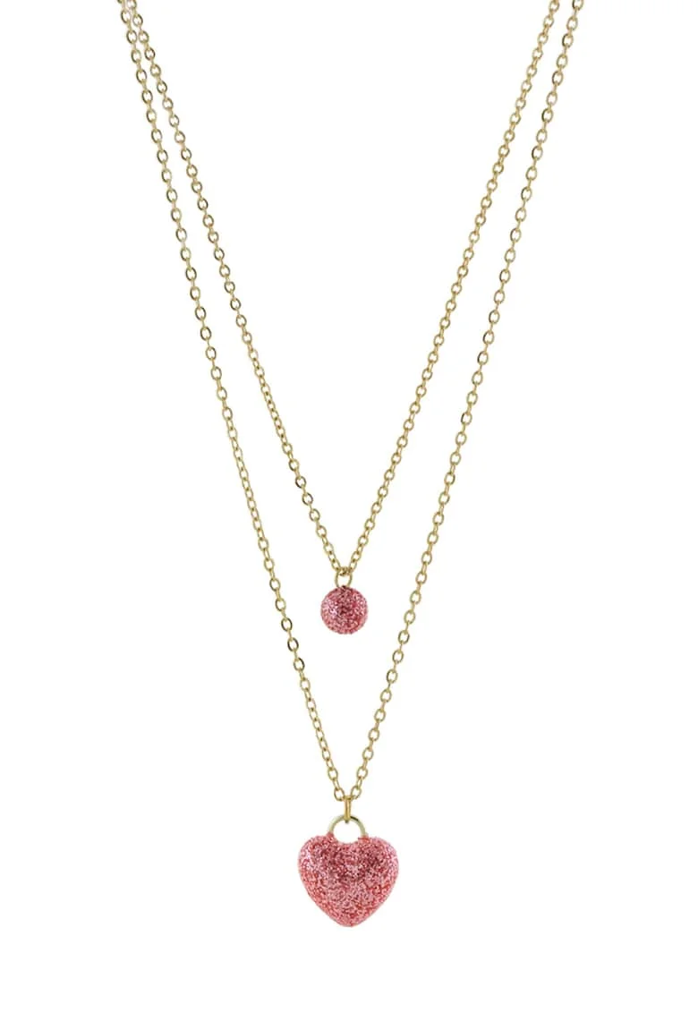 Set de coliere placate cu aur de 18K si decorate cu talisman inima, Auriu