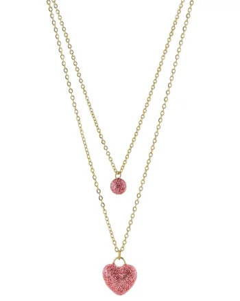 Set de coliere placate cu aur de 18K si decorate cu talisman inima, Auriu