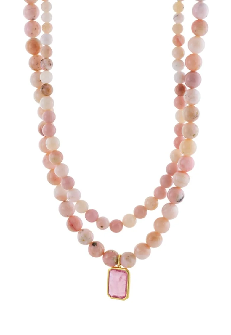 Colier din argint 925 placat cu aur de 18K, Roz