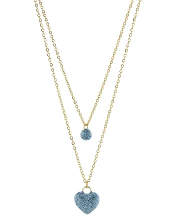 Set de 2 coliere placate cu aur de 18K decorate cu talisman inima, Auriu
