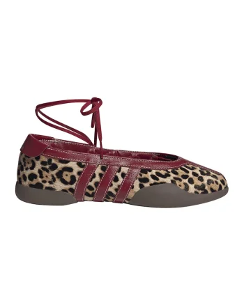 Balerini Taekwondo Mei cu model animal print si sireturi, Rosu inchis/Maro camel