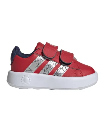 Pantofi sport Grand Court Spider Man cu inchidere velcro, Rosu/Gri deschis