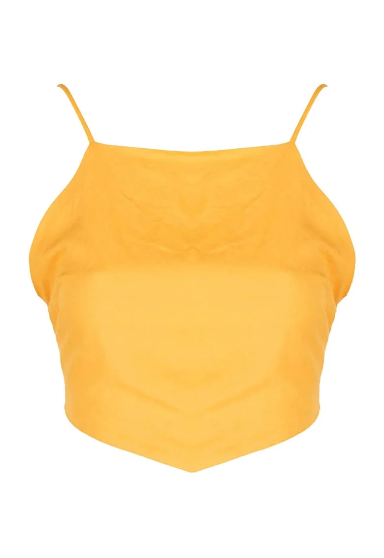 Top crop cu detaliu incrucisat pe spate, 36wqfwqd, Portocaliu