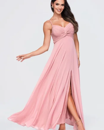 Rochie maxi eleganta cu decolteu in forma de inima si bretele ajustabile LA-OM-DLR416, Roz,