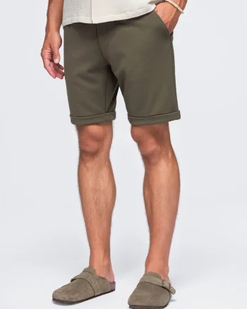 Pantaloni scurti barbati boxy fit din material piqué OM-SRCS-0206, Verde masliniu,