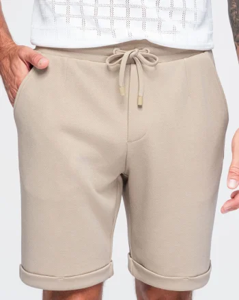Pantaloni scurti barbati boxy fit din material piqué OM-SRCS-0206, Nisipiu,