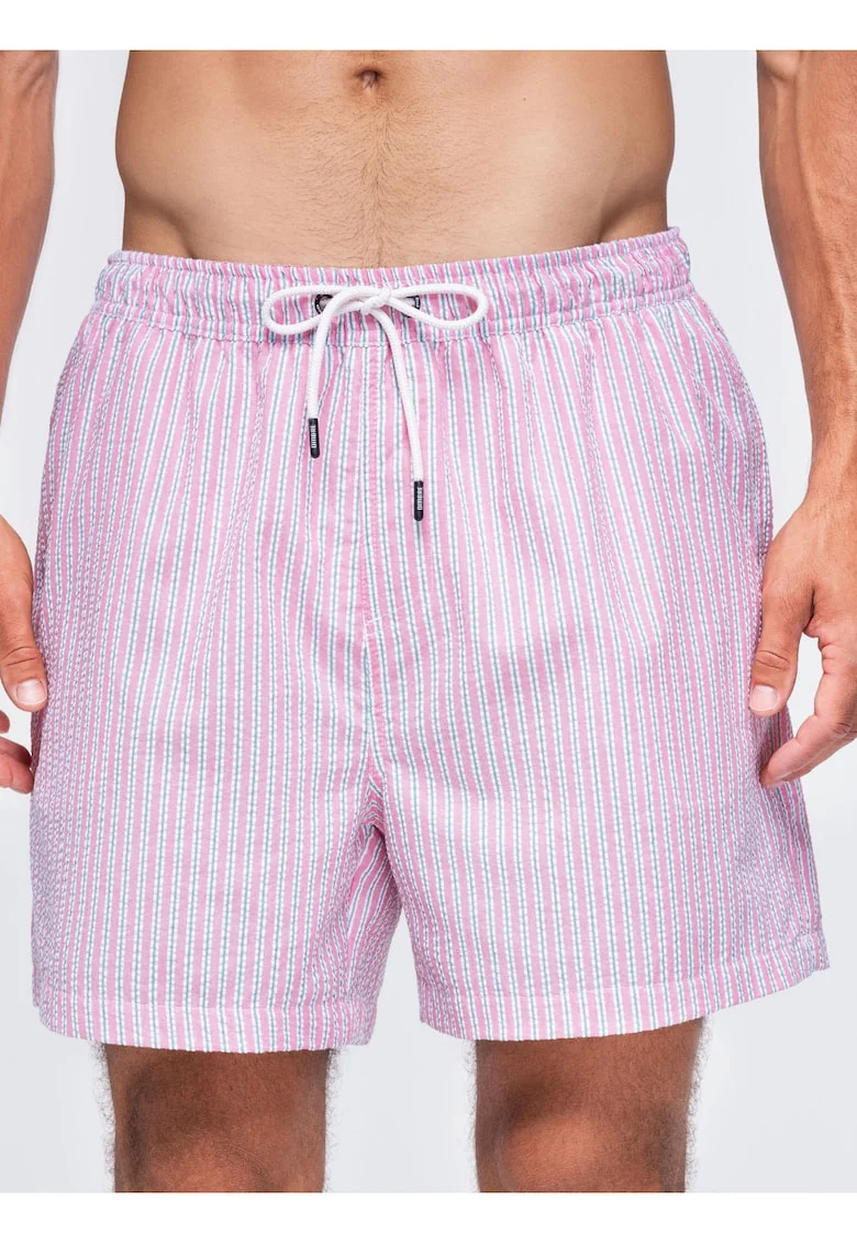 Costume de baie barbati cu croi regular, material seersucker, uscare rapida OM-SRSS-0214, Roz