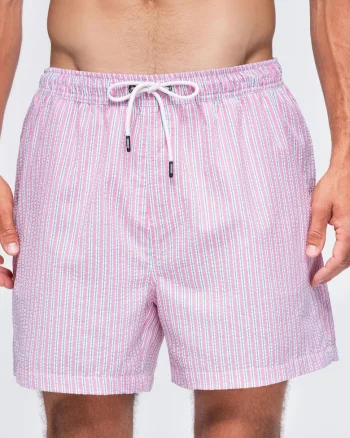 Costume de baie barbati cu croi regular, material seersucker, uscare rapida OM-SRSS-0214, Roz