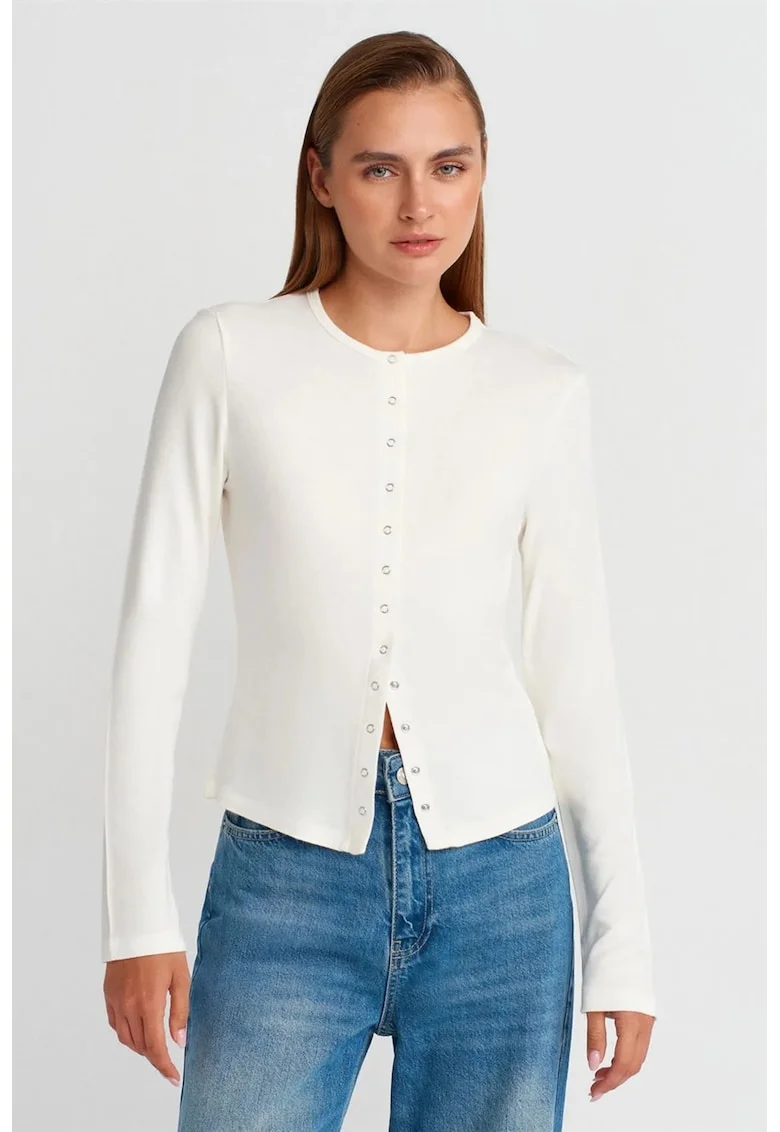 Cardigan  cu guler rotund, Alb
