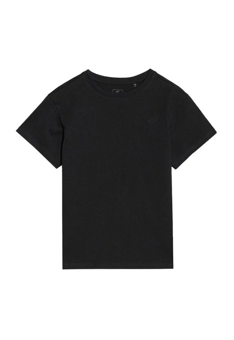 Tricou  Ttshm2330, Croi Regular – Ajustare Standard Pentru Confort, Fabricat 100% Din Bumbac, Decolteu Rotund Cu Usor Ribbing, Mic Logo Brodat 4F, Negru, Negru