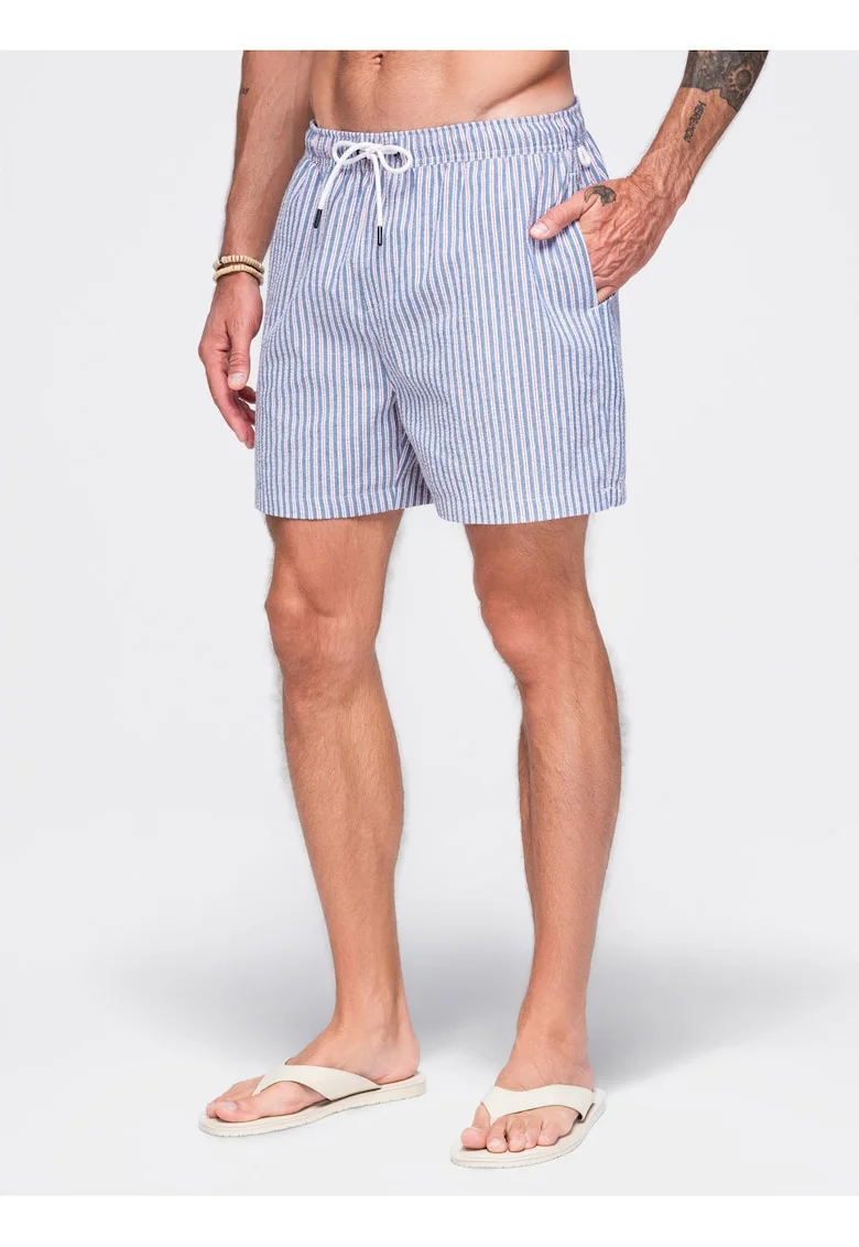 Costume de baie barbati cu croi regular, material seersucker, uscare rapida OM-SRSS-0214, Gri