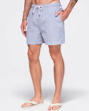 Costume de baie barbati cu croi regular, material seersucker, uscare rapida OM-SRSS-0214, Gri