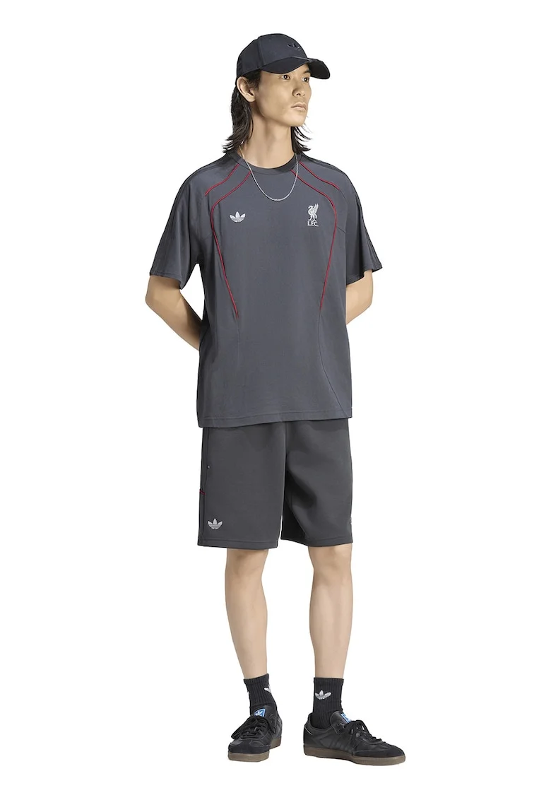 Tricou lejer cu decolteu la baza gatului, Rosu/Gri carbon