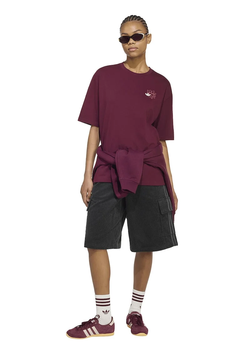 Tricou supradimensionat cu logo pe spate, Visiniu inchis
