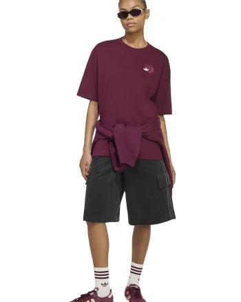 Tricou supradimensionat cu logo pe spate, Visiniu inchis