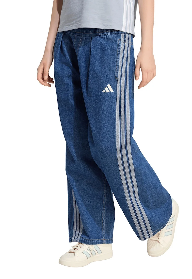 Blugi cu croiala ampla si talie elastica, Albastru melange