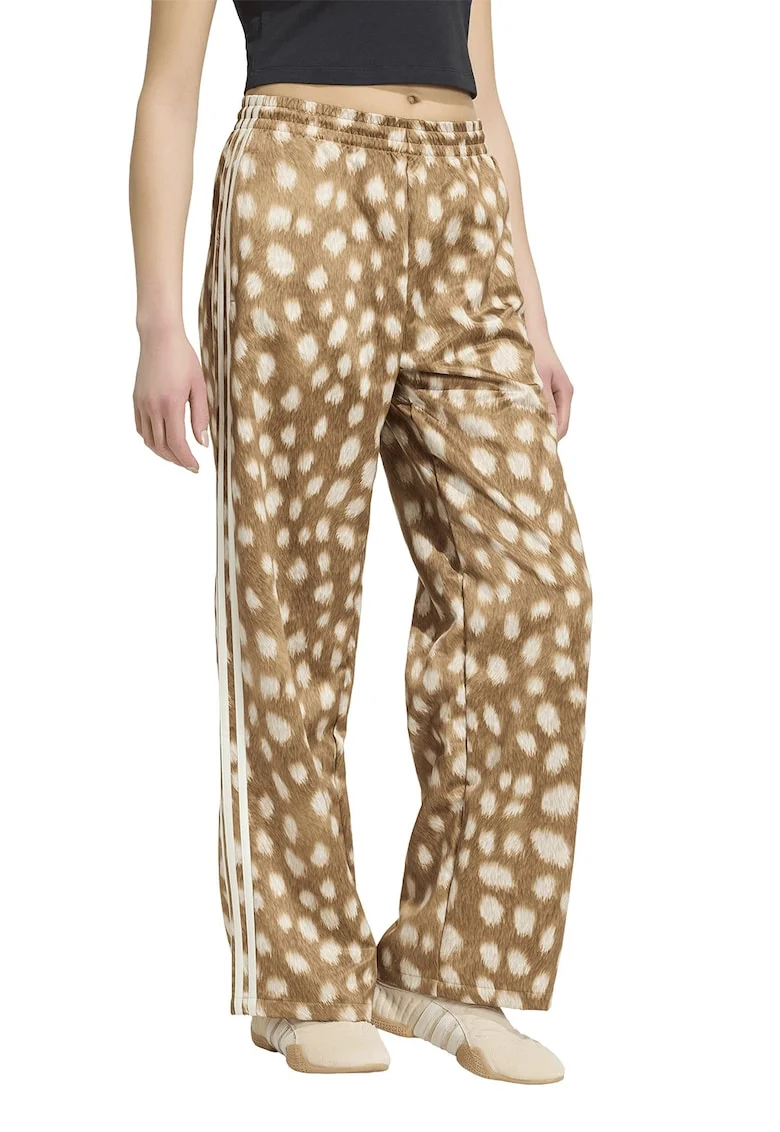 Bluza de trening cu aspect satinat si animal print Firebird, Maro nisip