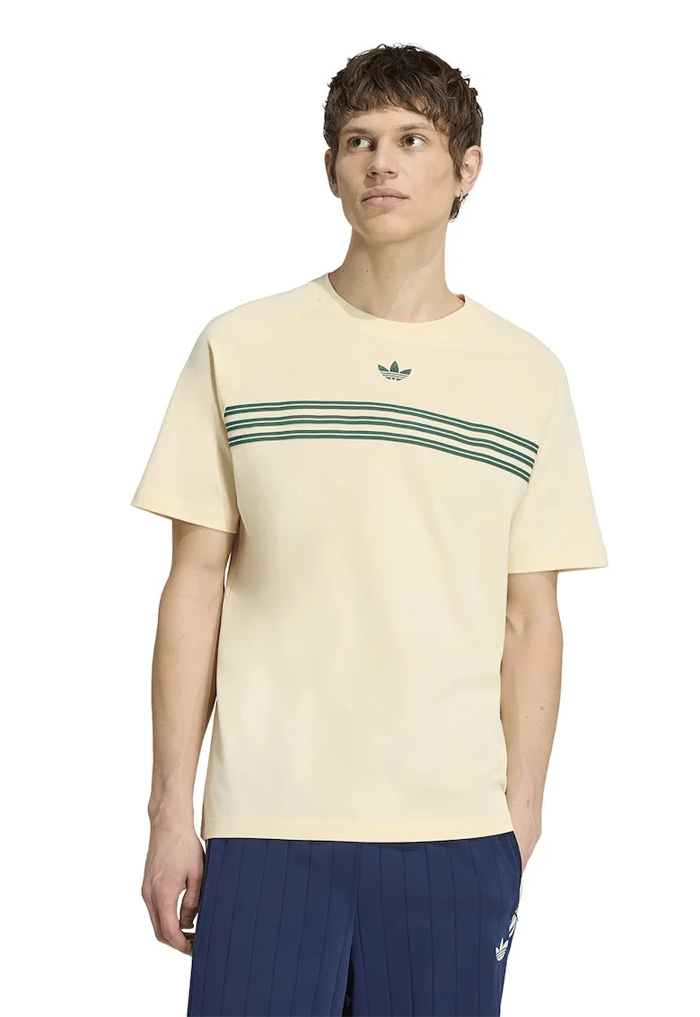 Tricou de bumbac cu imprimeu logo, Verde/Crem