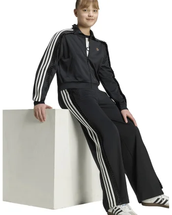 Pantaloni de trening cu croiala ampla si buzunare laterale Firebird, Alb/Negru