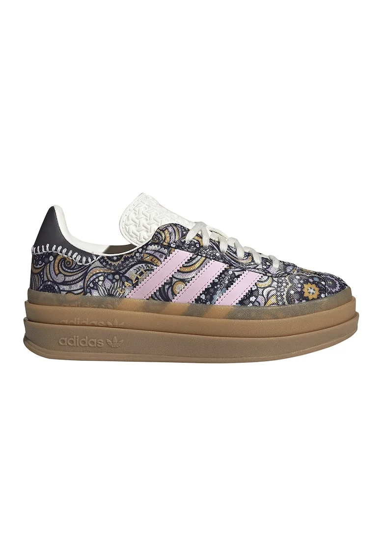 Pantofi sport Gazelle Bold cu model floral, Maro/Roz/Albastru