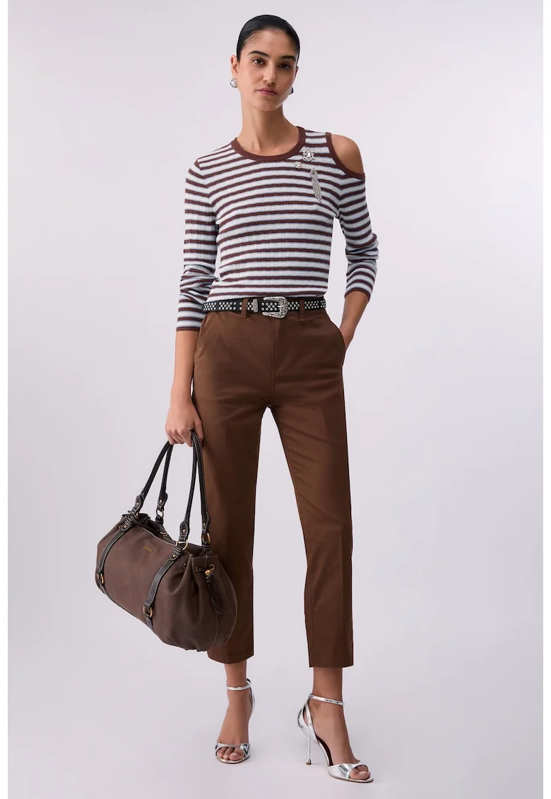 Pantaloni Chino crop uni, Maro