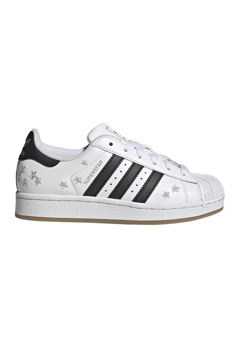 Pantofi sport din piele Superstar II cu broderie florala, Alb