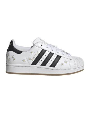 Pantofi sport din piele Superstar II cu broderie florala, Alb