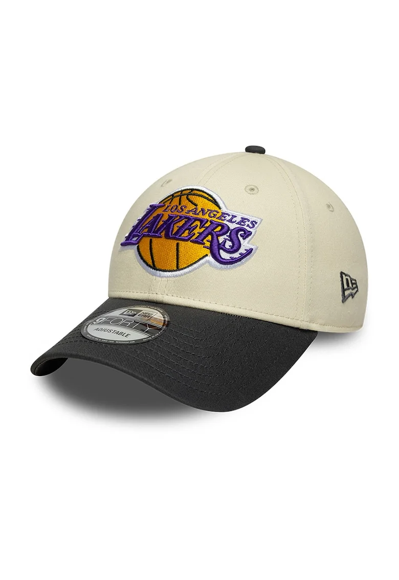 Sapca cu logo si aplicatie grafica LA Lakers NBA, Gri inchis/Bej deschis