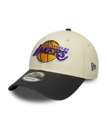 Sapca cu logo si aplicatie grafica LA Lakers NBA, Gri inchis/Bej deschis