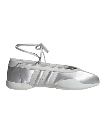 Balerini de piele ecologica si material textil cu model infasurabil Taekwondo Mei, Argintiu