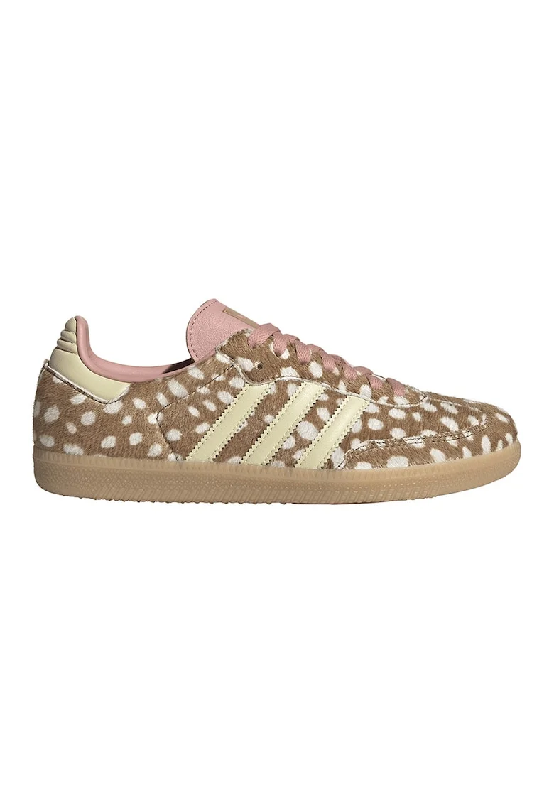 Pantofi sport Samba low-cut de piele, Alb/Maro camel