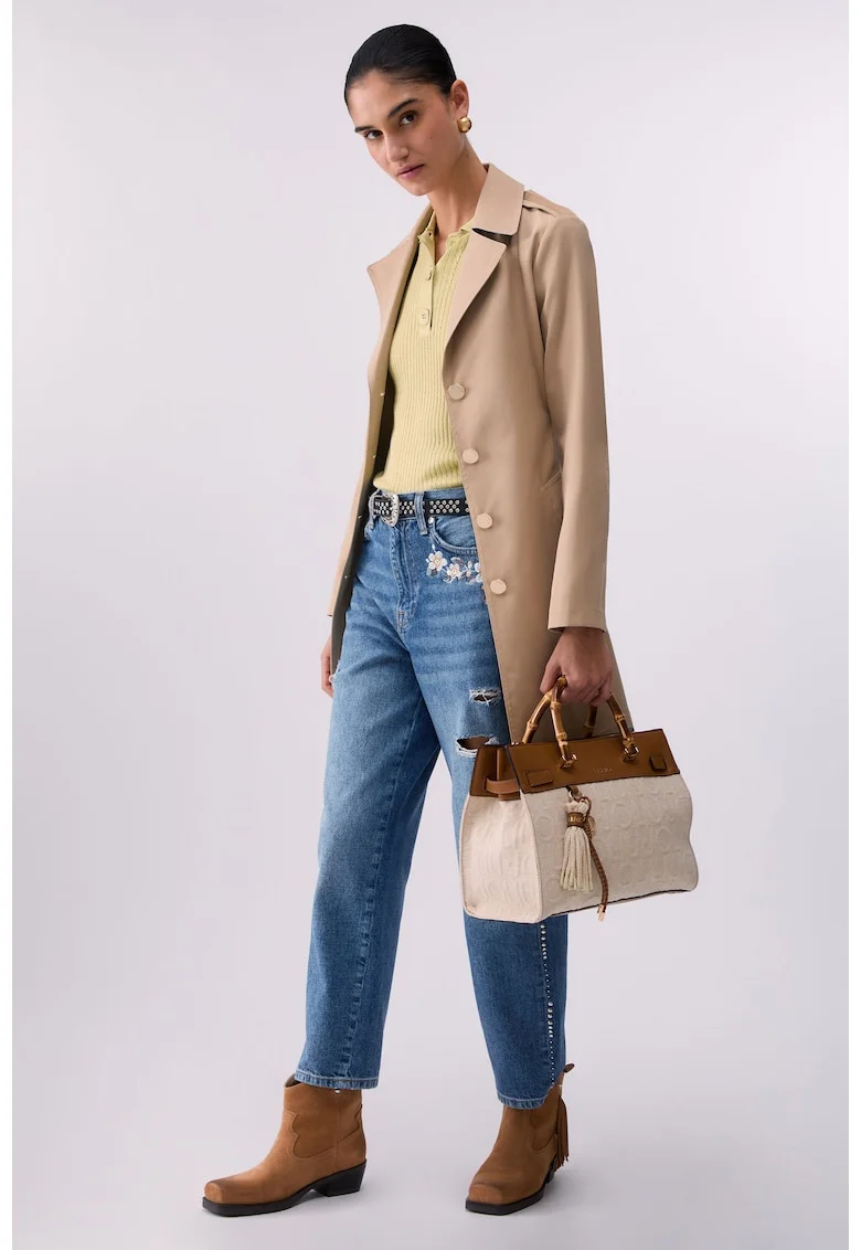 Trenci cu model uni si cordon, Bej