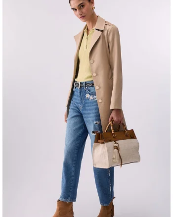 Trenci cu model uni si cordon, Bej