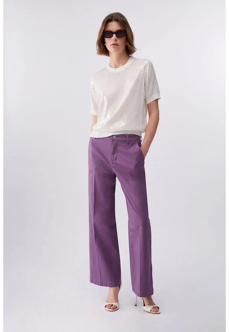 Pantaloni ampli cu o curea lant, Violet