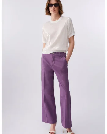 Pantaloni ampli cu o curea lant, Violet