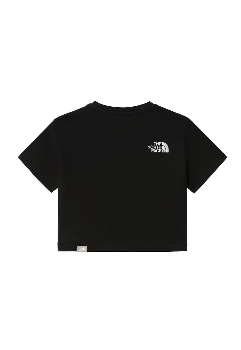 Tricou crop cu detaliu logo, Negru