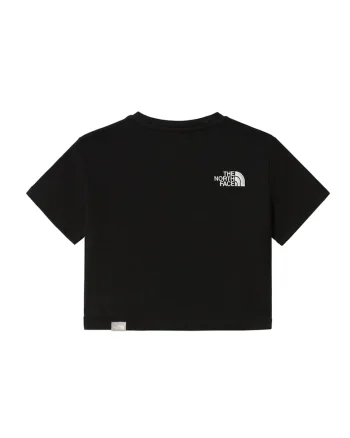 Tricou crop cu detaliu logo, Negru