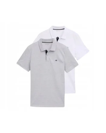 Set 2 Tricou Polo Barbati,  Gri, Bumbac, Design Clasic Casual, Ideal Pentru Uz Zilnic, Material Premium Confortabil, Maneca Scurta, Inchidere Cu Nasturi, Alb