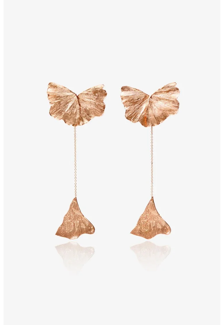 Cercei Ginkgo Bloom din argint 925, placati cu aur rose 18K,  Design