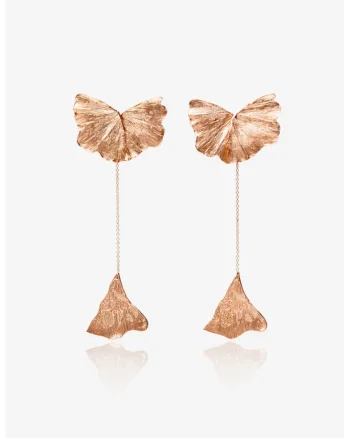 Cercei Ginkgo Bloom din argint 925, placati cu aur rose 18K,  Design