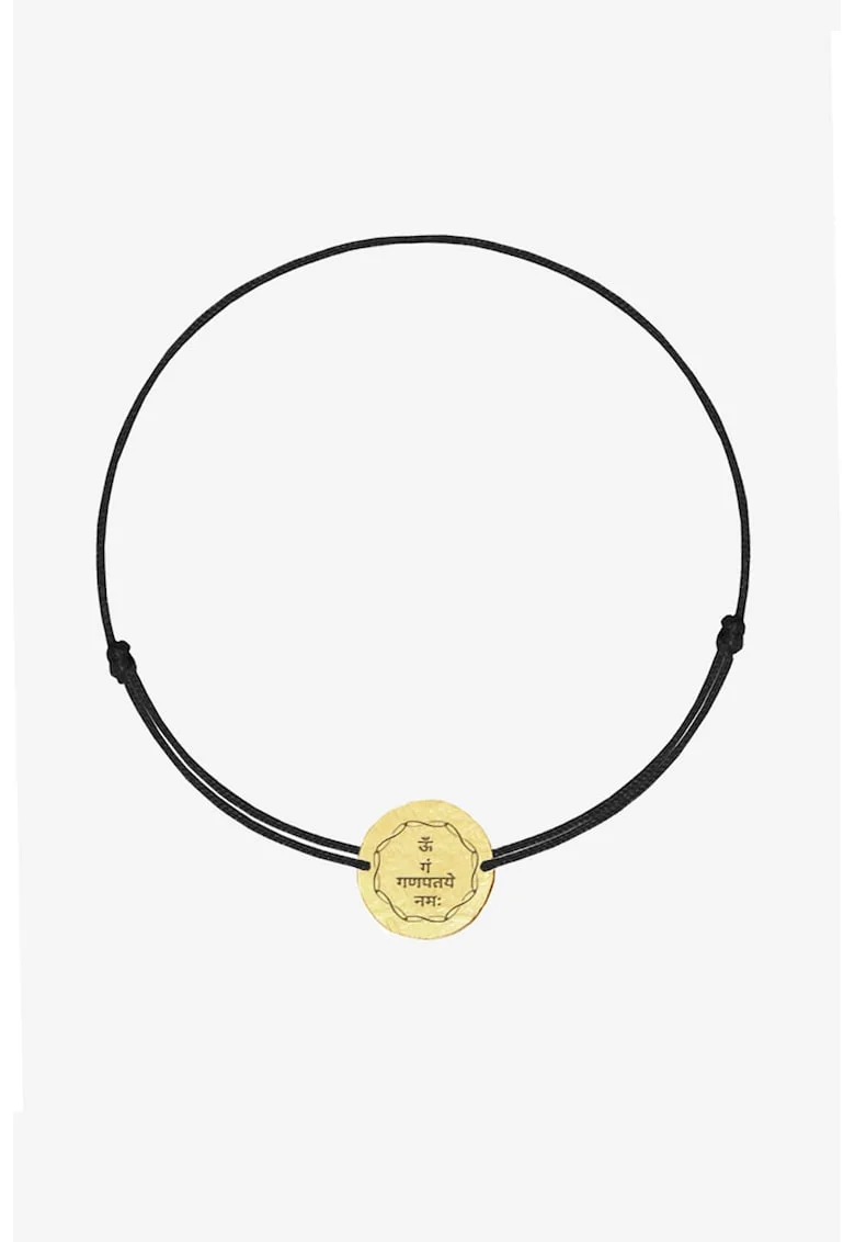 Bratara ajustabila cu talisman de aur de 14K, Auriu/Negru