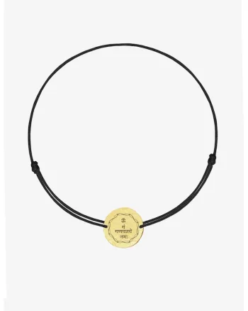 Bratara ajustabila cu talisman de aur de 14K, Auriu/Negru