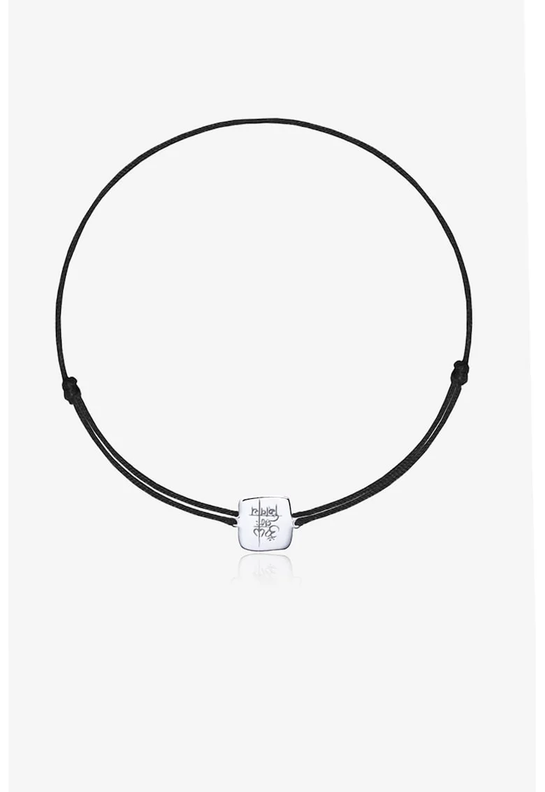 Bratara ajustabila cu talisman de aur de 14K, Negru/Argintiu