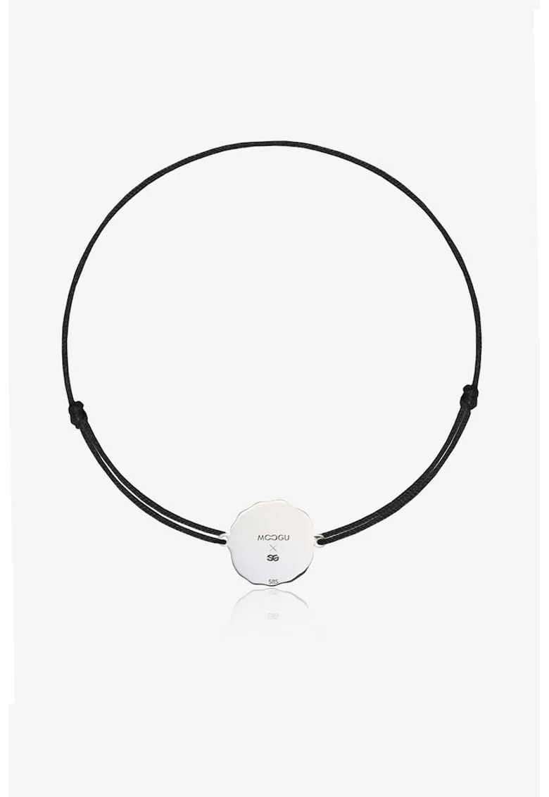 Bratara ajustabila cu talisman de aur de 14K, Negru/Argintiu