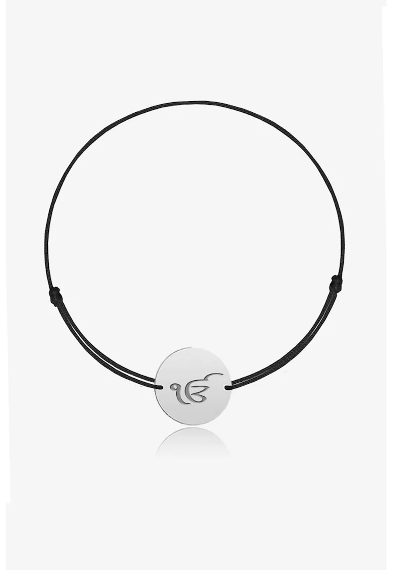 Bratara ajustabila cu talisman de aur de 14K, Negru/Argintiu