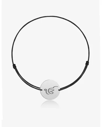 Bratara ajustabila cu talisman de aur de 14K, Negru/Argintiu