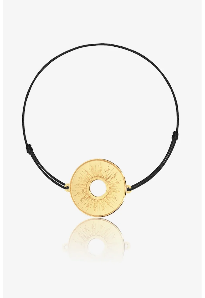 Bratara ajustabila cu talisman de aur de 14K, Auriu/Negru